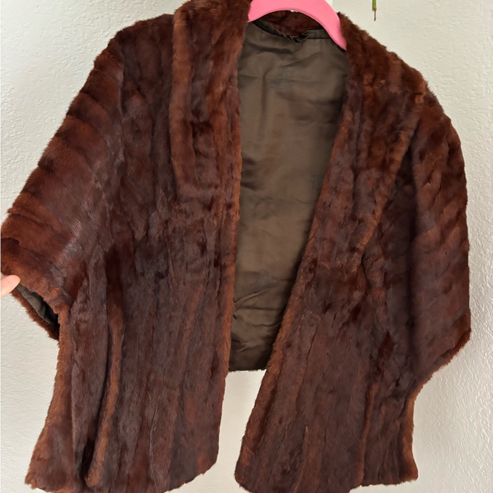 Elegant Brown Fur Shawl